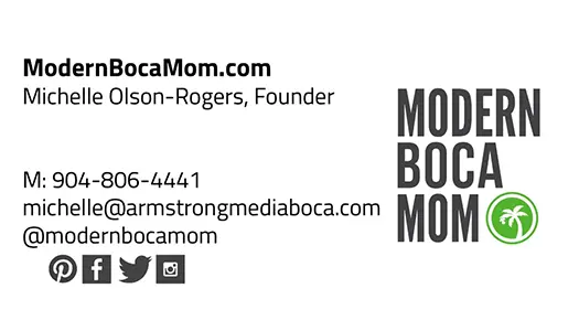 modern boca mom business card