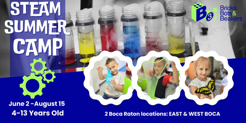 2025 South Florida Summer Camps Guide Bricks Bots Beakers Flyer 2